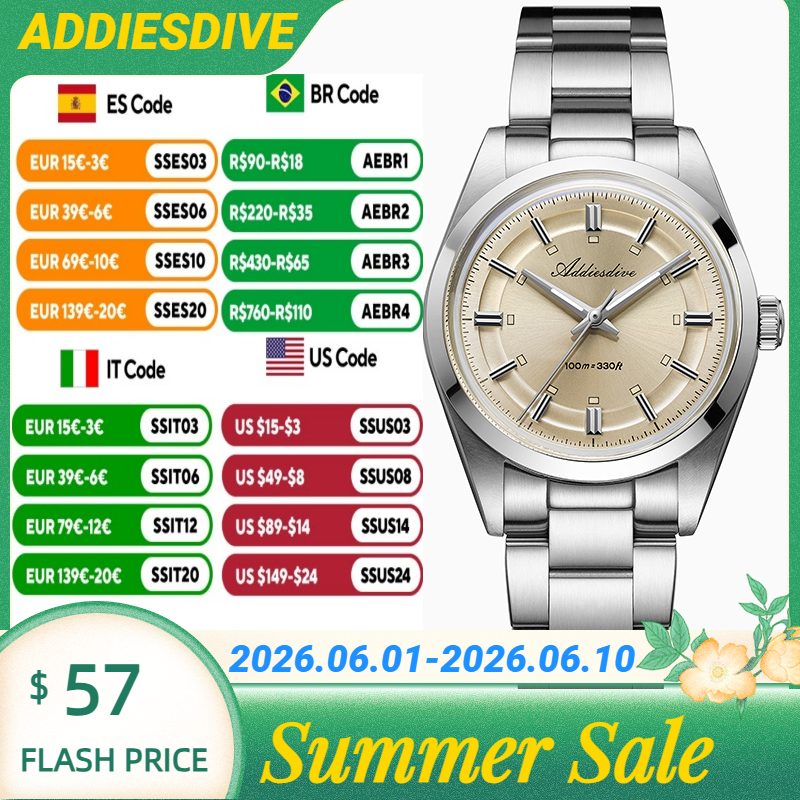Luxury Watch Hand - ADDIESDIVE Super Luminous Japan VH31 Ladies