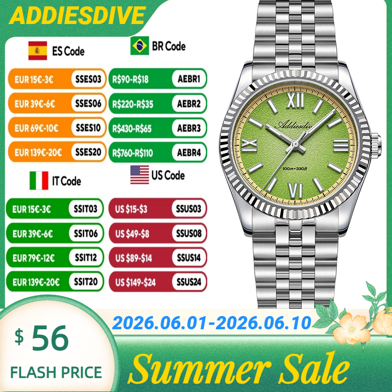 Luxury Watch Dial - ADDIESDIVE Hight Quality Sapphire Glass 10Bar