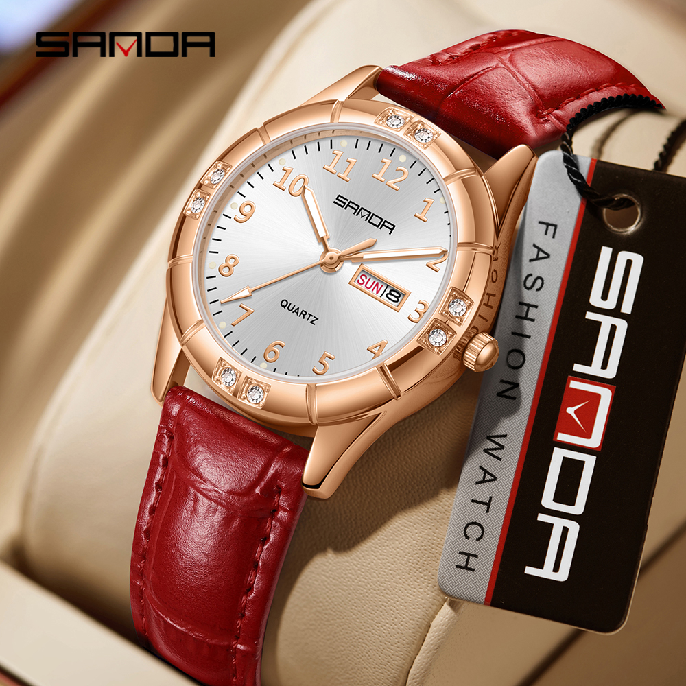 Luxury Watch Korea - SANDA2026 New Korean Vintage Leather Double