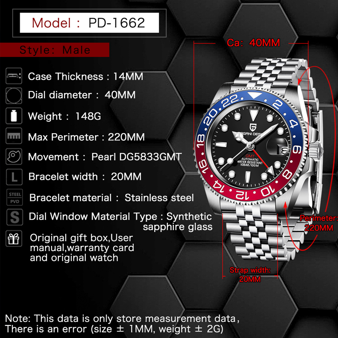 New PAGANI DESIGN GMT Watch Me - Luxury Watch Hand avaliação e preço