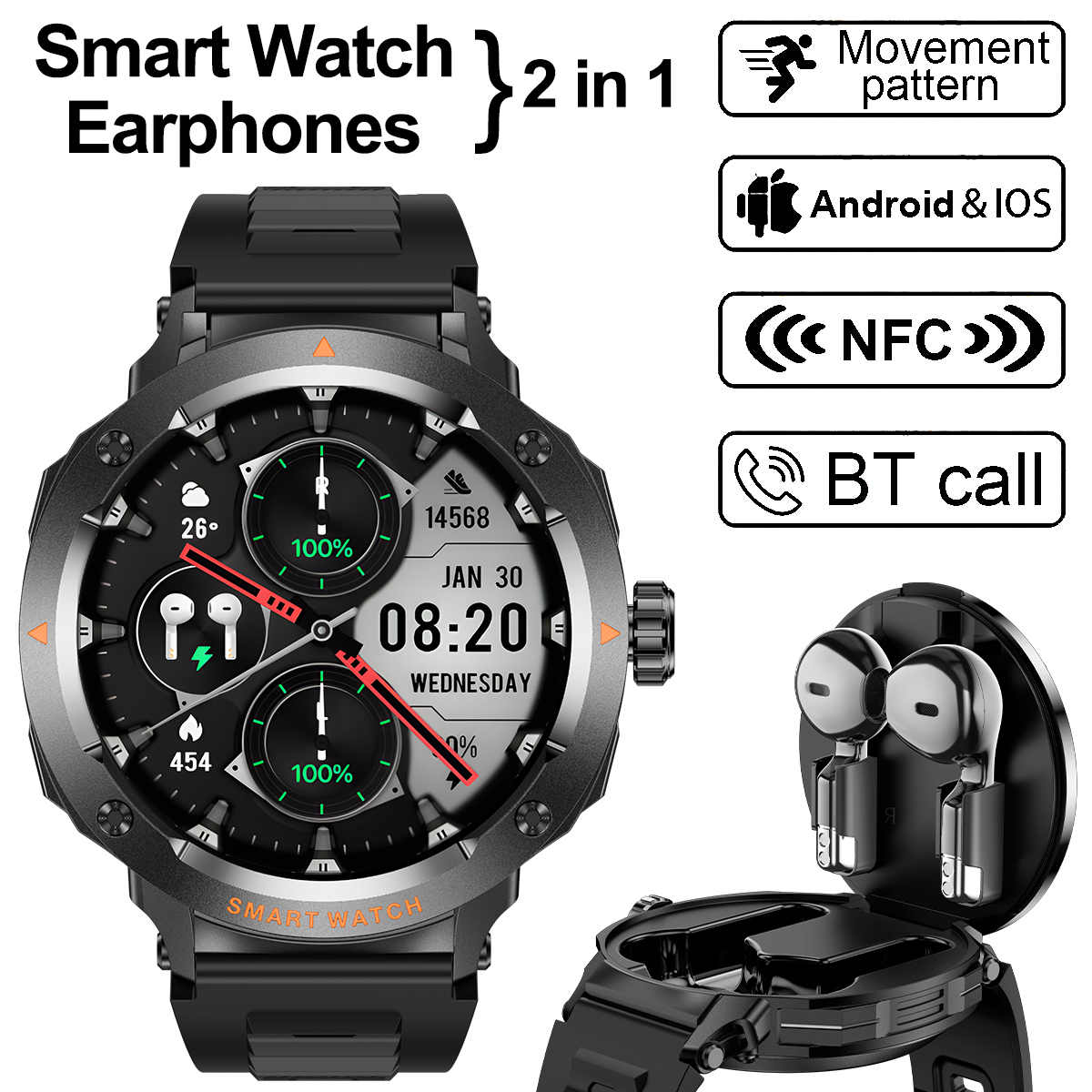 NFC Smart Watch Wireless Earph - Luxury Watch Korea avaliação e preço