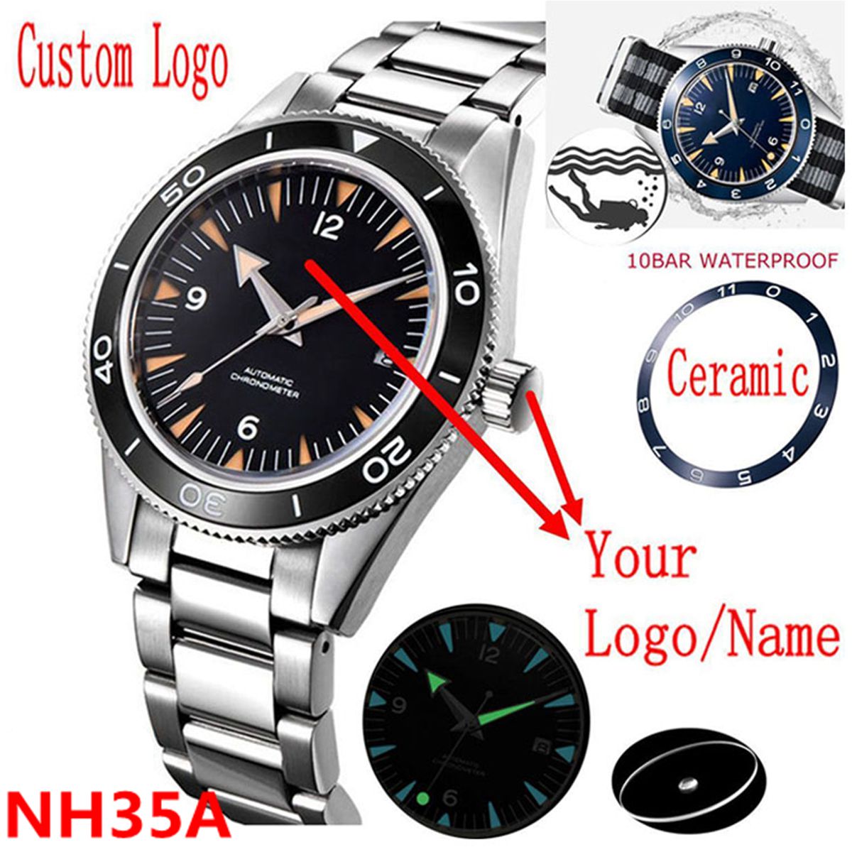 Custom Logo NH35 Movement Watc - Luxury Watch Deals avaliação e preço