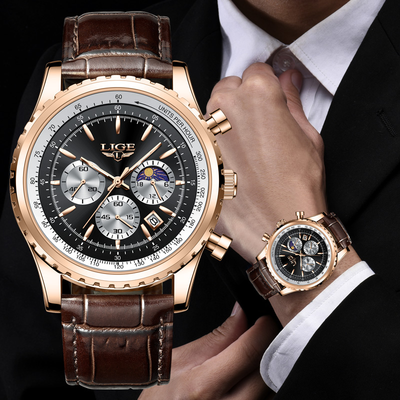 New Fashion Mens Watches LIGE  - Compass Watch Luxury avaliação e preço