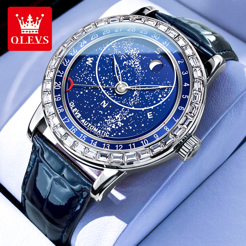OLEVS 9923 Starry Sky Automati - Compass Watch Luxury avaliação e preço