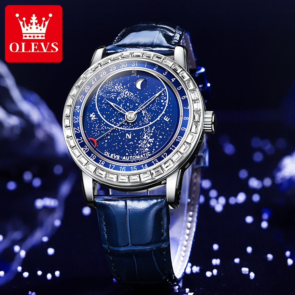 OLEVS 9923 Starry Sky Automati - Compass Watch Luxury avaliação e preço
