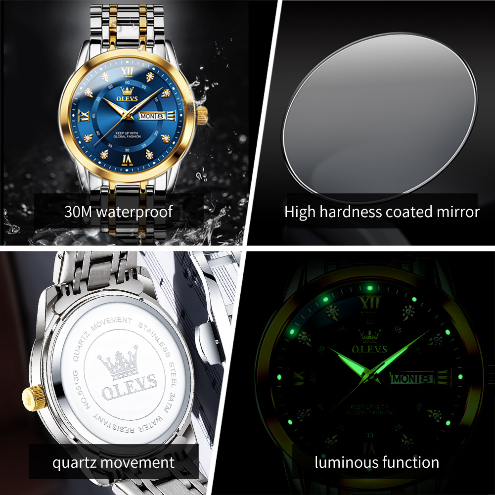 OLEVS 5513 Man Watch Stainless - Luxury Watch Business avaliação e preço