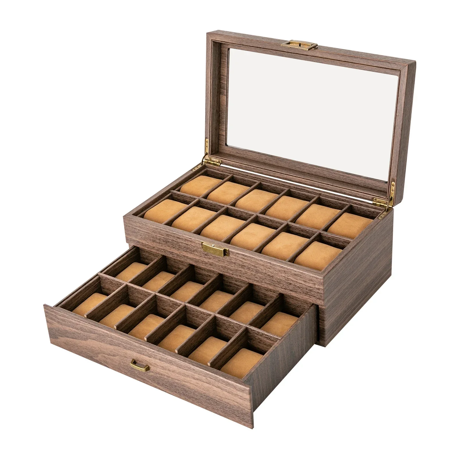 24-Slot Wooden Watch Holder Or - Luxury Watch Tier avaliação e preço