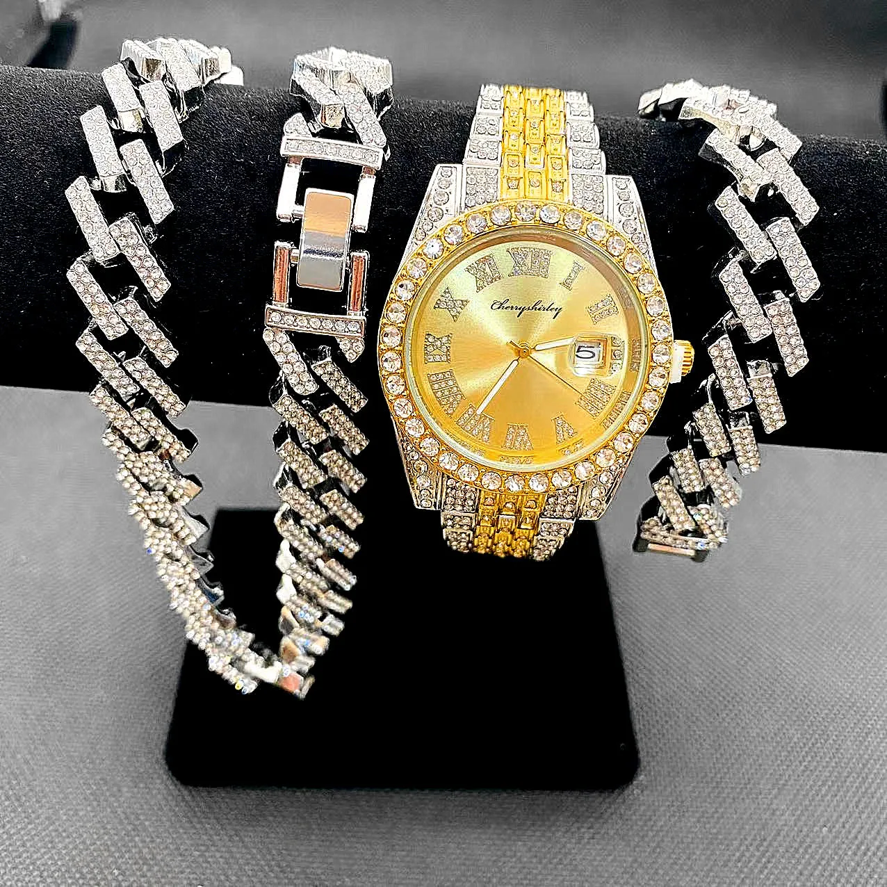 3pcs Luxury Iced Out Watch for - Luxury Watch Miami avaliação e preço