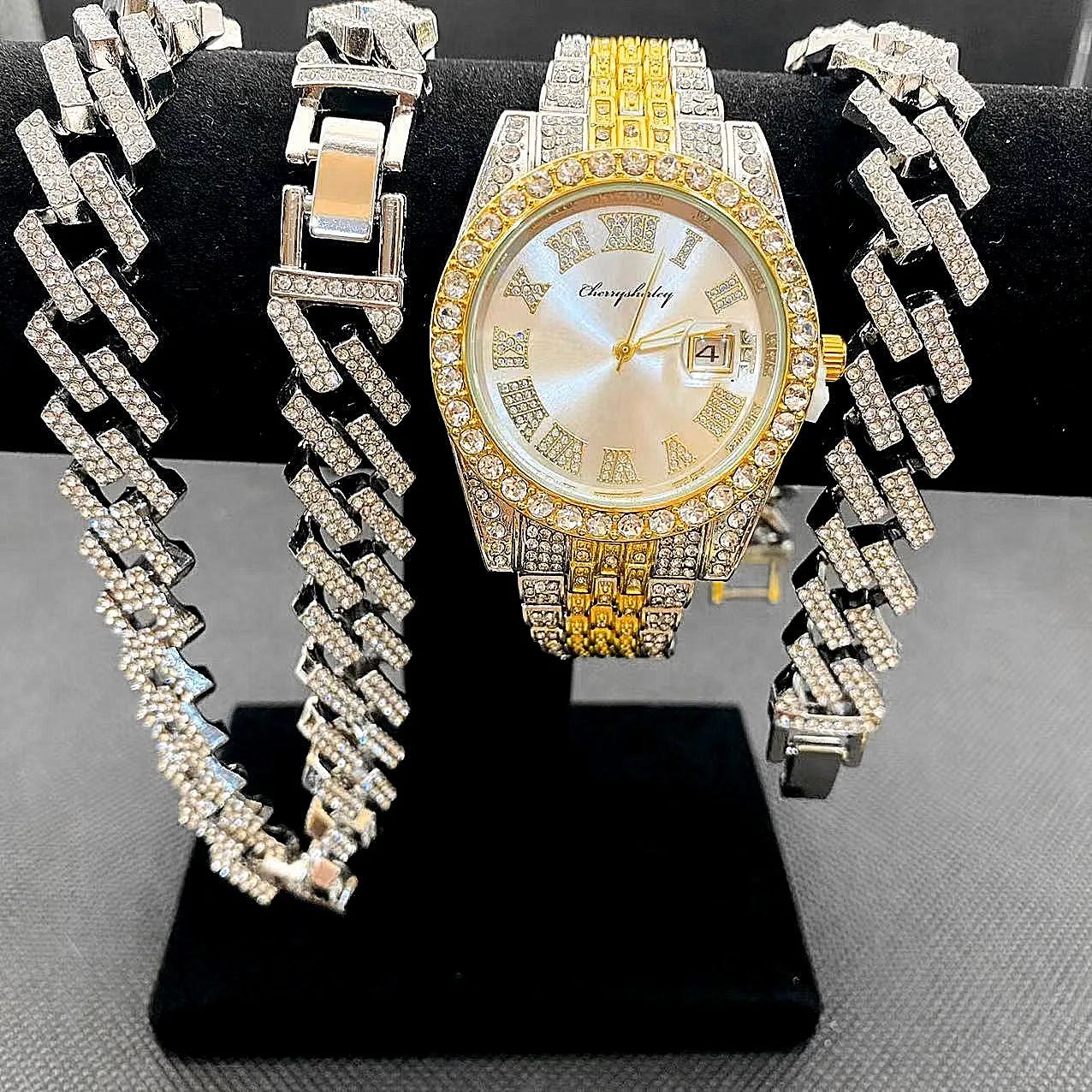 3pcs Luxury Iced Out Watch for - Luxury Watch Miami avaliação e preço