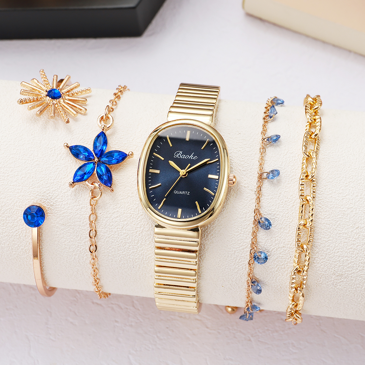 Women's Blue Gold Diamond Quar - Luxury Watch Entry avaliação e preço