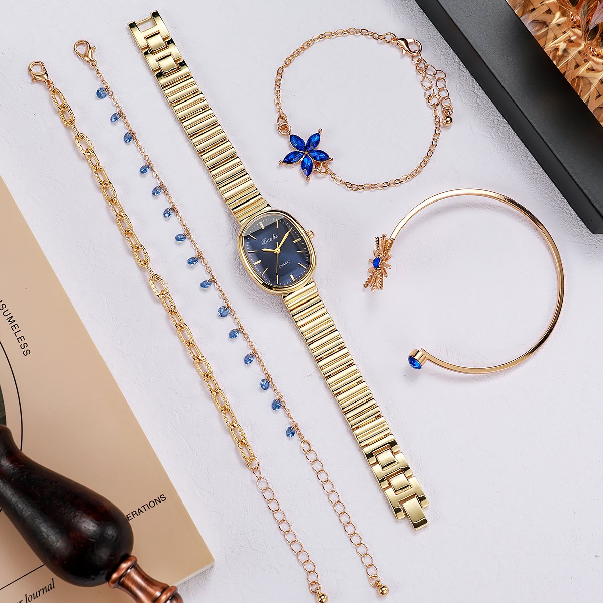 Women's Blue Gold Diamond Quar - Luxury Watch Entry avaliação e preço