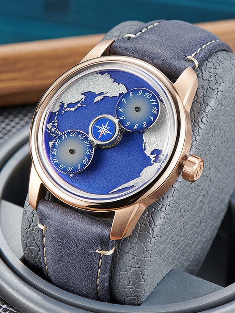 Casual Men Work Blue Planet Fu - Compass Watch Luxury avaliação e preço