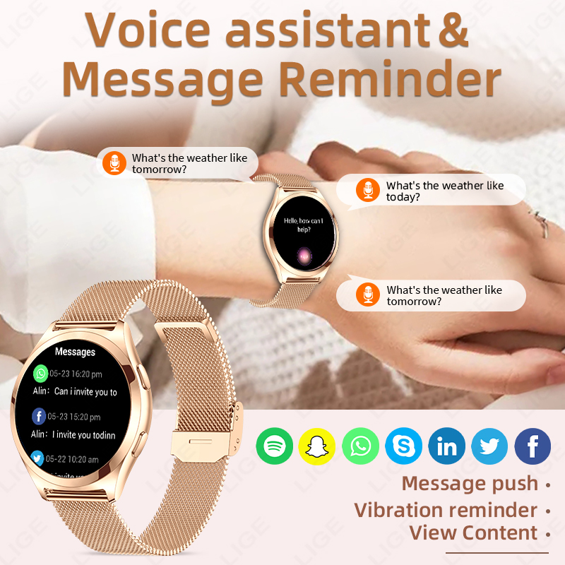 LIGE Luxury Smart Watch For Wo - Compass Watch Luxury avaliação e preço