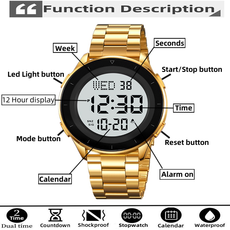 Skmei Dual Time Zone LED Digit - Minute Repeater Watch avaliação e preço