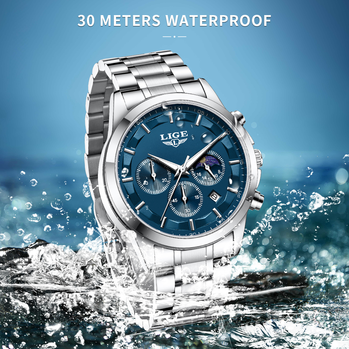 LIGE Luxury Fashion Quartz Man - Luxury Watch Business avaliação e preço