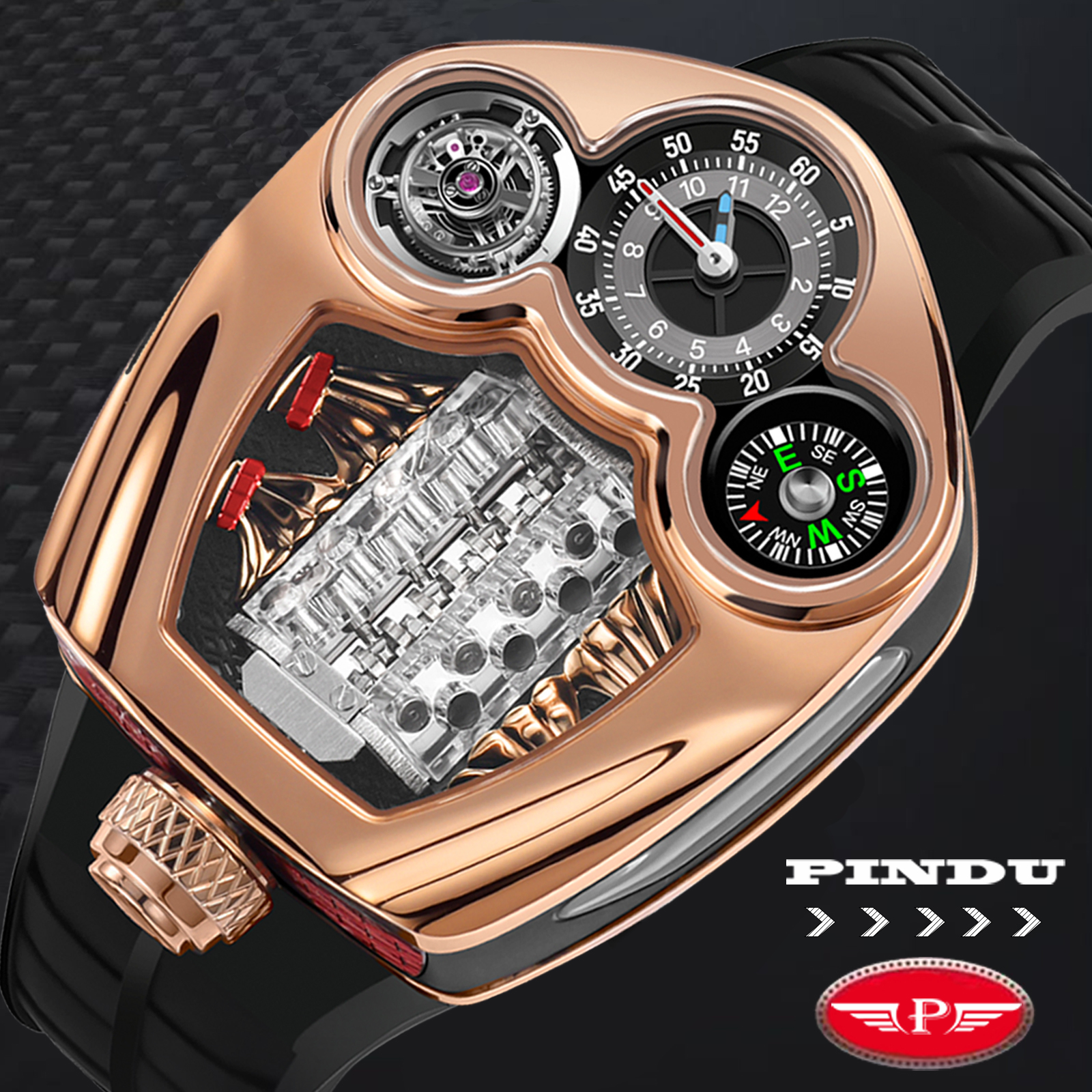 PINDU Design NEW Engine Series - Compass Watch Luxury avaliação e preço